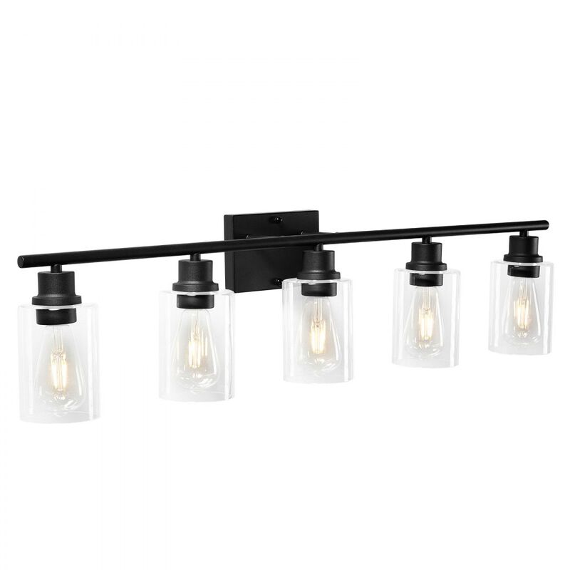 5-Light Bathroom Vanity &ndash; 37.1" Modern Wall Light with Clear Glass Shades image number 0