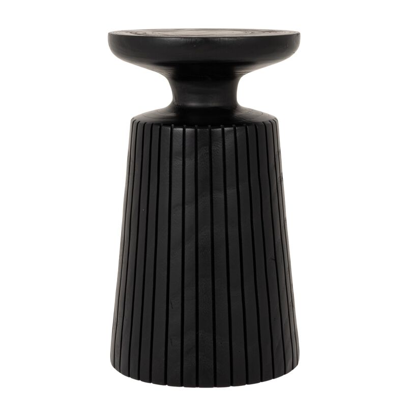 Paulownia Wood Planter and Pedestal End Table, Black image number 3