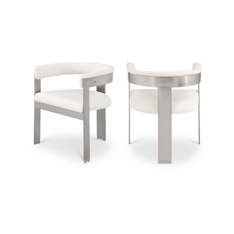 Meridian Furniture Romeo Cream Vegan Leather Dining Chair, Set of 2