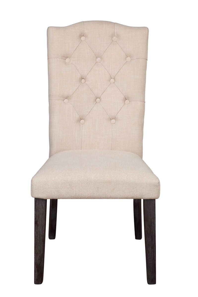 Set of 2 Tufted Linen Upholstered Dining Chairs, Side Chairs for Kitchen or Dining Room