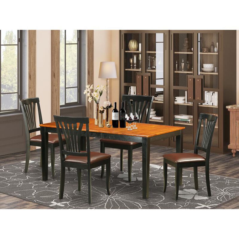 5 PC Kitchen Table set-Dining Table and 4 Leather Dining Chairs