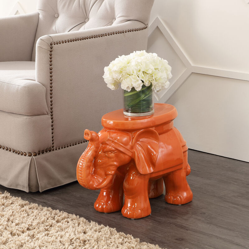 White Elephant Ceramic Garden Stool