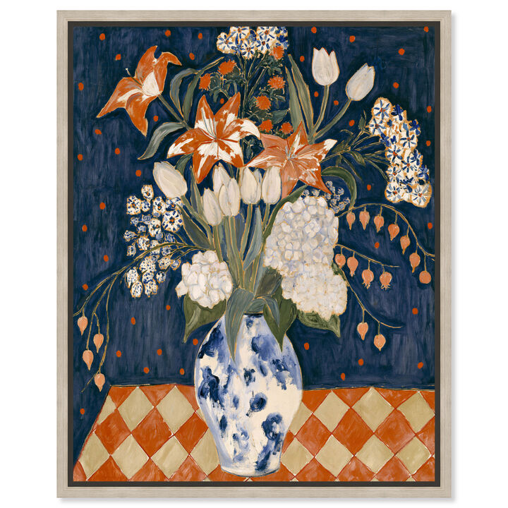 Orange Lily Contrast Floral and Botanical Canvas Print by Art Remedy