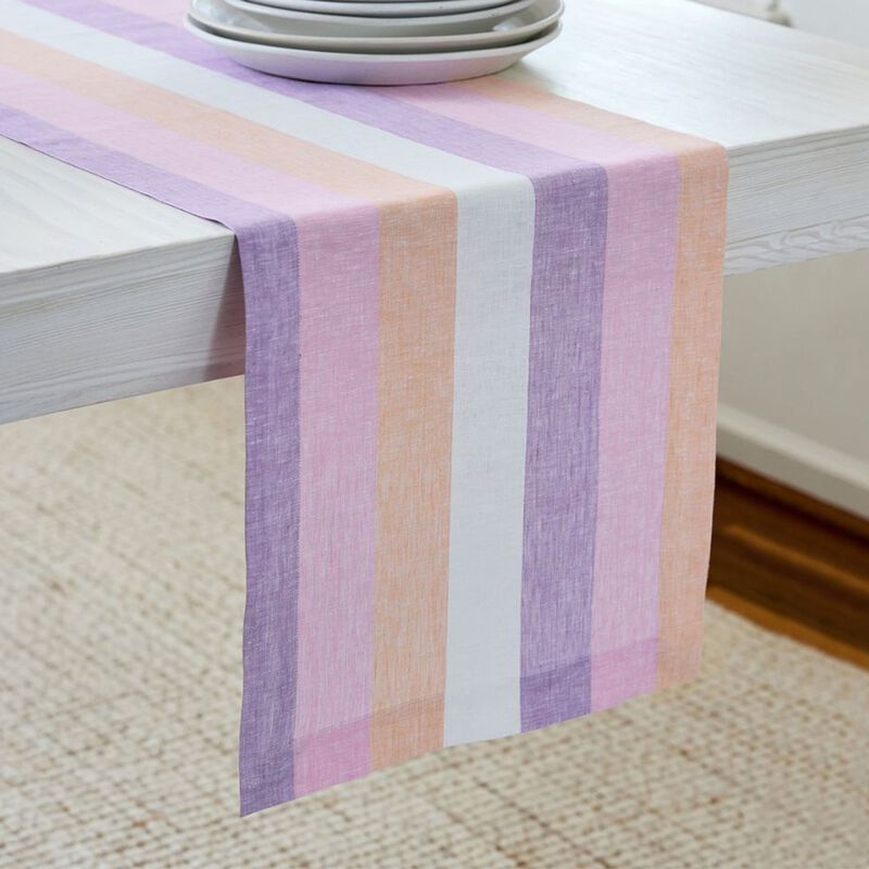 Solino Home Gelato Stripe 100% Linen Table Runner &ndash; Handcrafted, Machine Washable, Perfect for Holiday and Everyday Dining