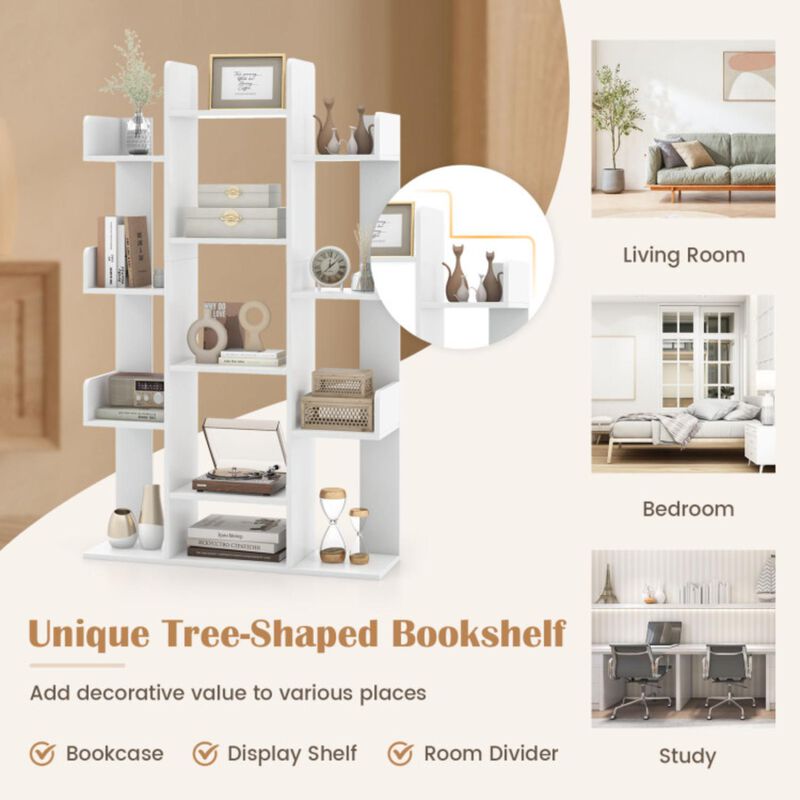 Hivvago Tree-Shaped Bookshelf with 13 Compartments for Home Office