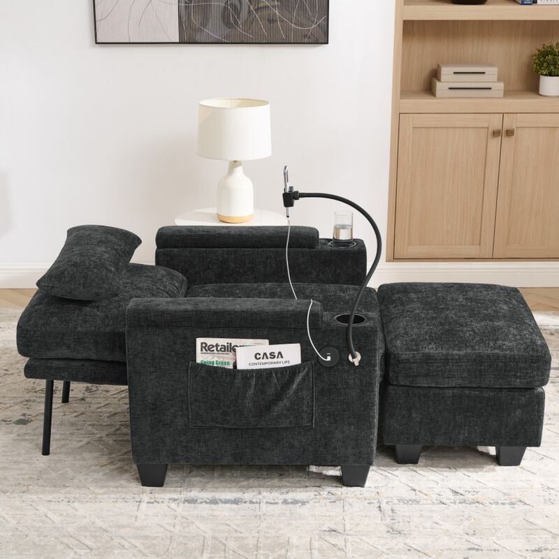 Kurtfo Chenille Accent Chair Set image number 3