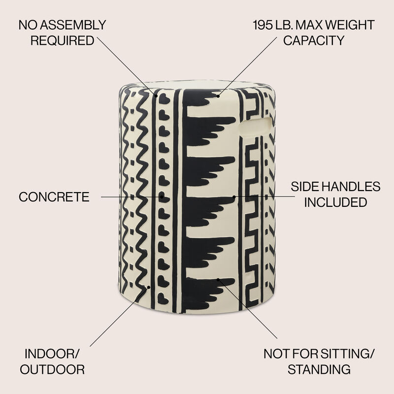 Yoli MidCentury Modern Geometric Drum Garden Stool