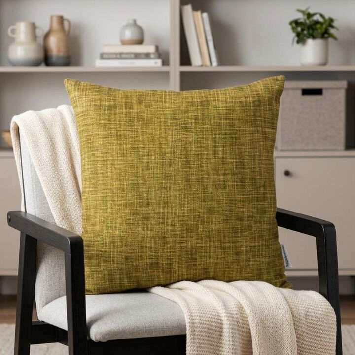 HomeRoots 18" Green Weave Cotton Throw Pillow