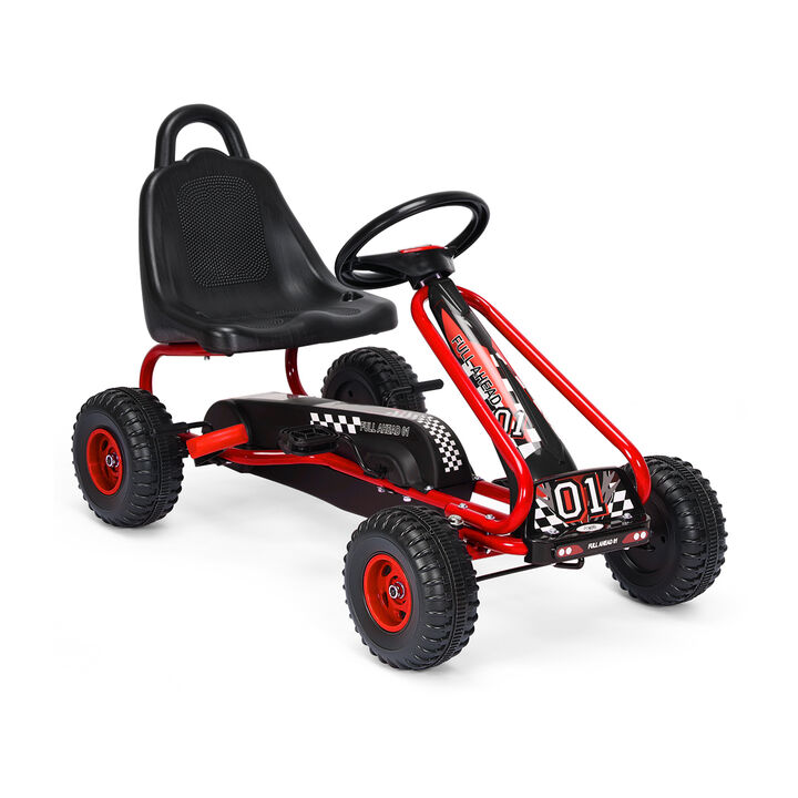 Adjustable Seat Pedal Powered Ride On Car with 4 Wheel Design