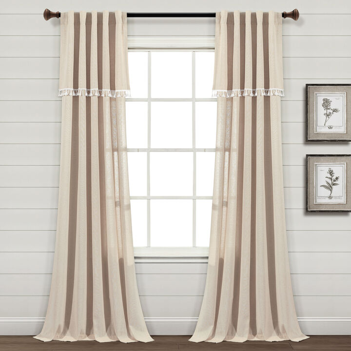 Ivy Tassel Faux Linen Window Curtain Panels