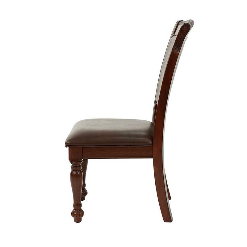 Set Of 2 Rubber Wood Traditional Dining Chair, Dark Brown image number 3