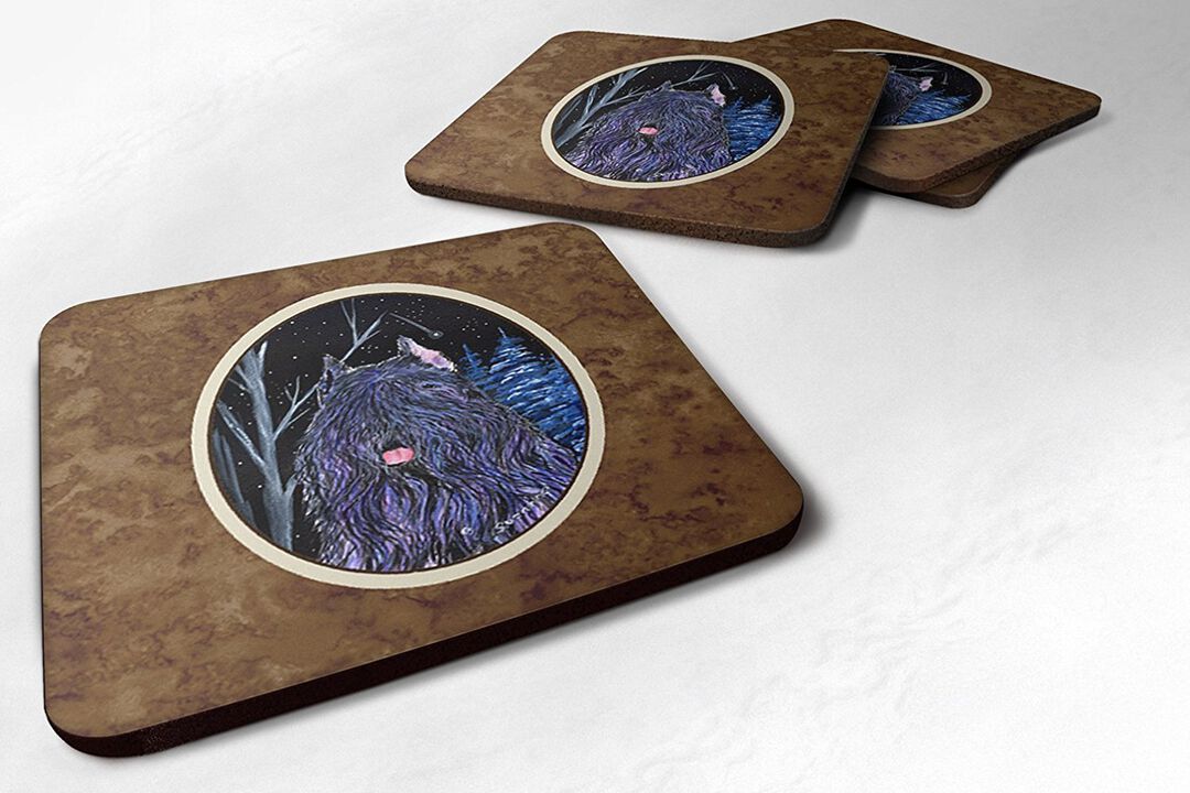 Caroline's Treasures SS8394FC Starry Night Bouvier des Flandres Foam Coasters Set of 4 (Set of 4), 3.5 H x 3.5 W, Multicolor