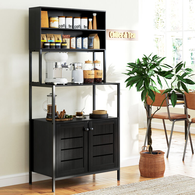 Hivvago Microwave Stand and Baker&rsquo;s Rack with Storage and Power image number 7
