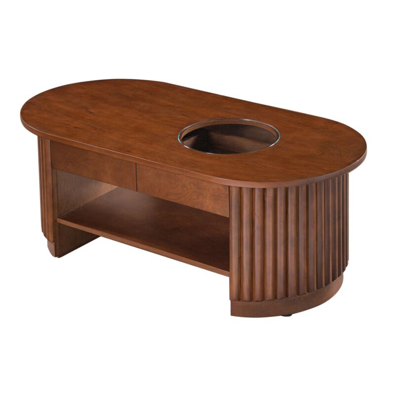 Dodril Mid‑Century Modern Fluted Oval Coffee Table image number 7