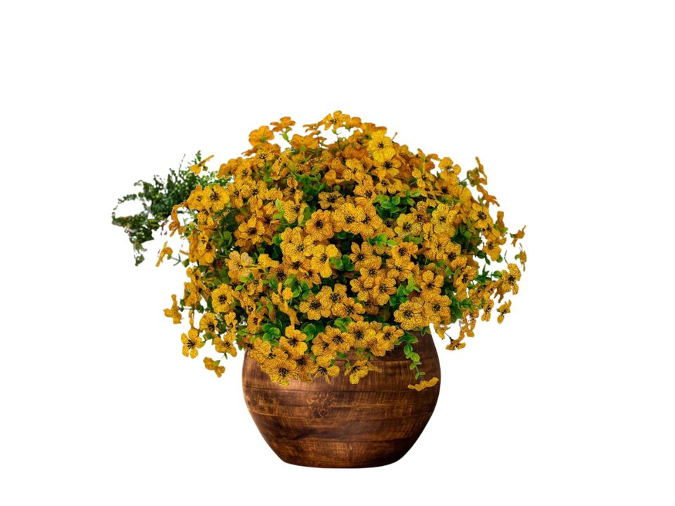 16 Bundle Yellow Artificial Greenery Plants Outdoor Garden Porch Decor