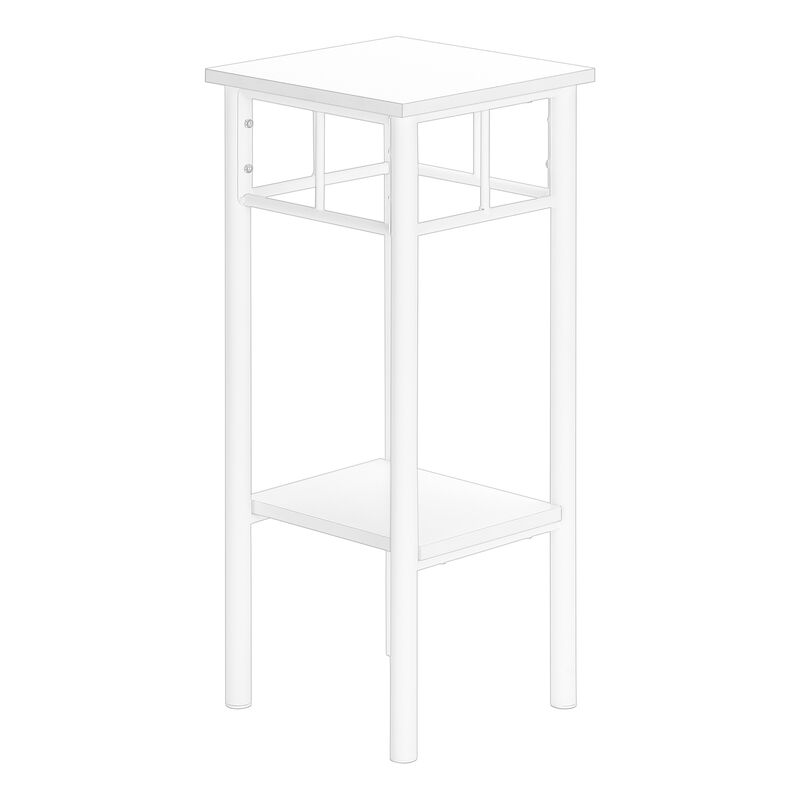 Monarch Specialties I 3279 Accent Table, Side, End, Plant Stand, Square, Living Room, Bedroom, Metal, Laminate, White, Contemporary, Modern