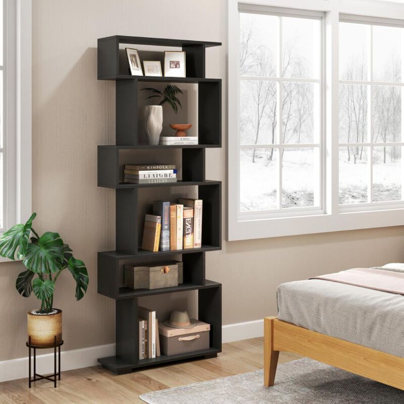 Hivvago 6-Tier Geometric Bookshelf with 2 Anti-Tipping Kits for Home Office
