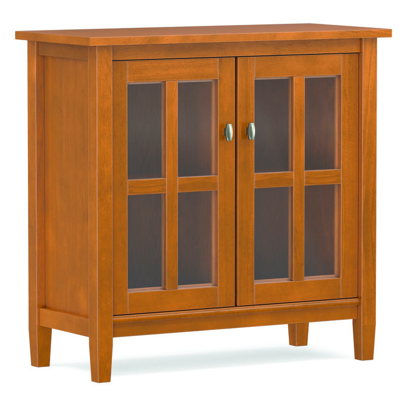 Warm Shaker SOLID WOOD 32 inch Wide Transitional Low Storage Cabinet in Light Golden Brown image number 0
