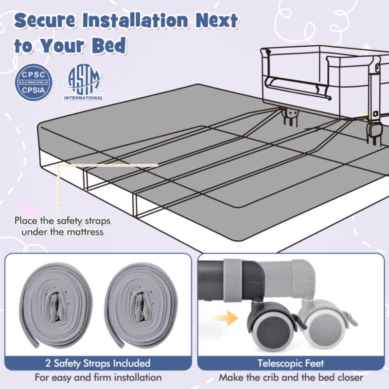 Hivvago Baby Bassinet Bedside Sleeper with 6-Level Adjustable Height