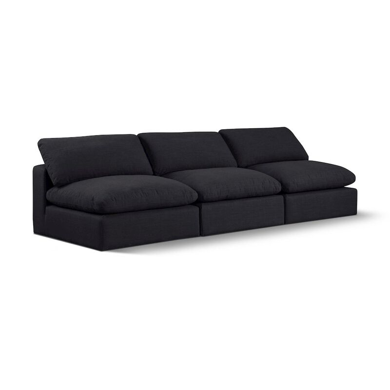 Meridian Furniture Comfy Black Linen Textured Fabric Modular Sofa