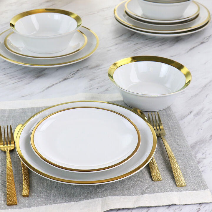 Gibson Home Premier Gold Fine Ceramic 12 Piece Dinnerware Set