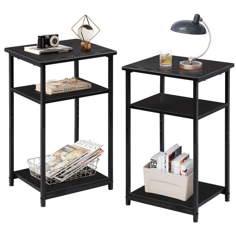 WLIVE Black Side Tables Living Room Set of 2, Industrial End Table for Two, Black Side Table for Bedroom, Home Office, Small Spa