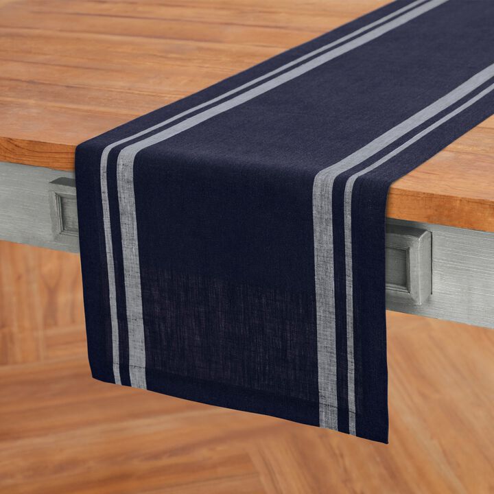 Solino Home 100% Pure Linen Table Runner - French Stripe