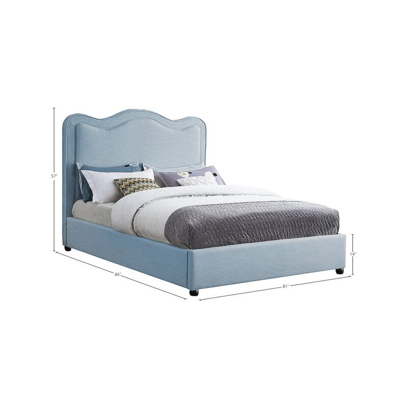 Meridian Furniture Felix Light Blue Linen Textured Fabric King Bed