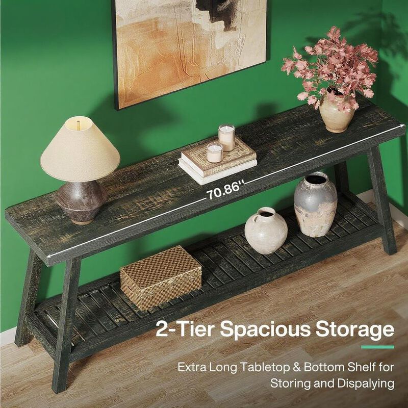 Narrow Console Table with Storage Shelf for Living Room or Hallway