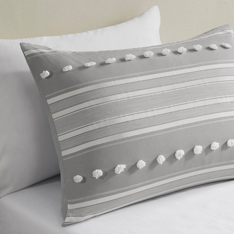 Gracie Mills Dorian Contemporary Striped Clipped Jacquard Comforter Set
