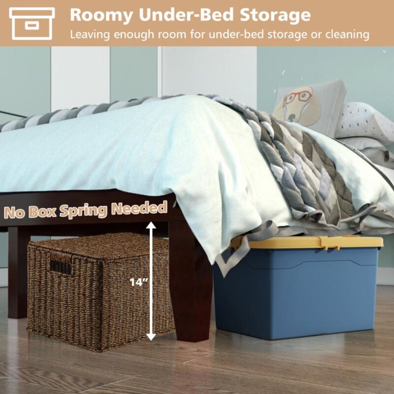 Hivvago Full Size Rubber Wood Platform Bed Frame with Wood Slat Support