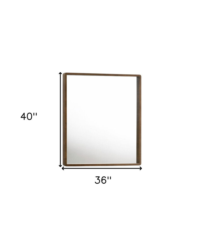HomeRoots 40" Brown Wood Framed Accent Mirror image number 5