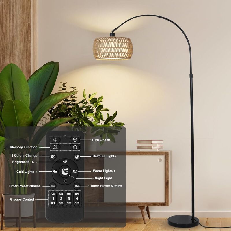 ELEMENT ACE Arc Floor Lamp with Stepless Dimmable Lighting, Multiple Control Options, Adjustable Height, Stable Anti-Tip Base for Living Room Bedroom Reading Use image number 1