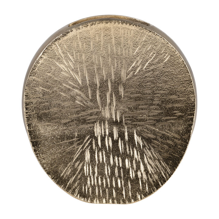 Metal 8" Etched Oval Vase
