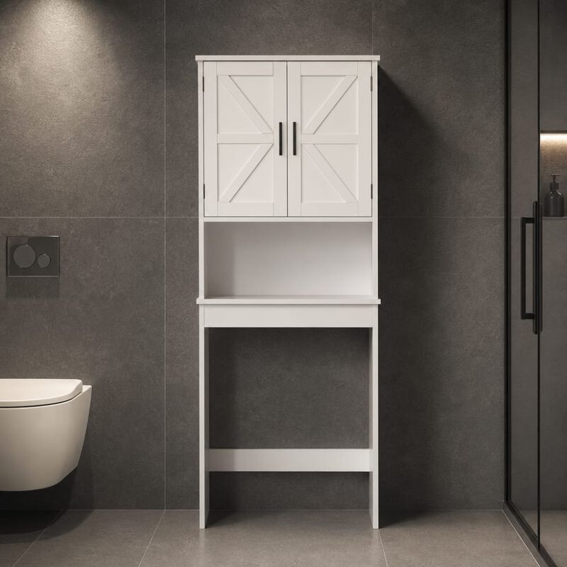 Over the Toilet Storage Cabinet with Adjustable Open Shelf image number 2