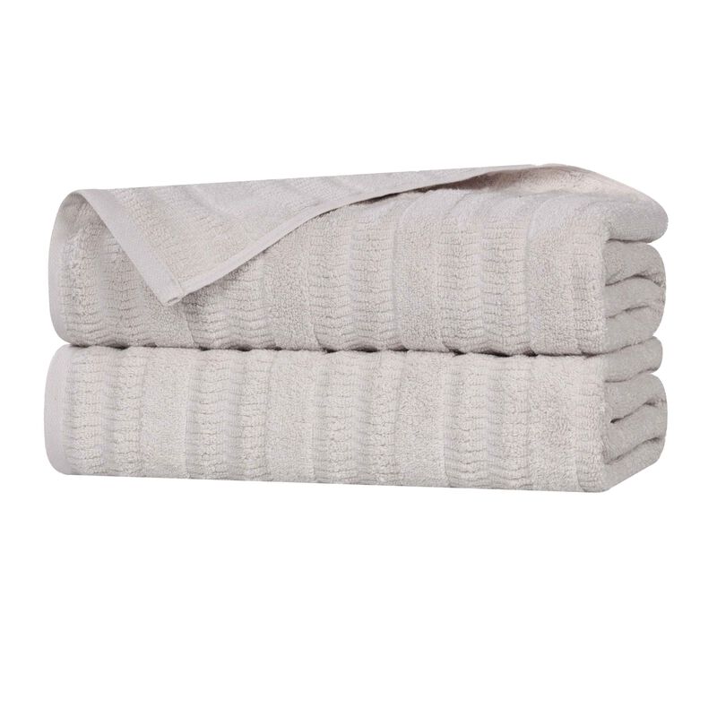 Set of 2 Smart Twist Ribbed Bath Sheets Viscose Cotton Blend image number 0