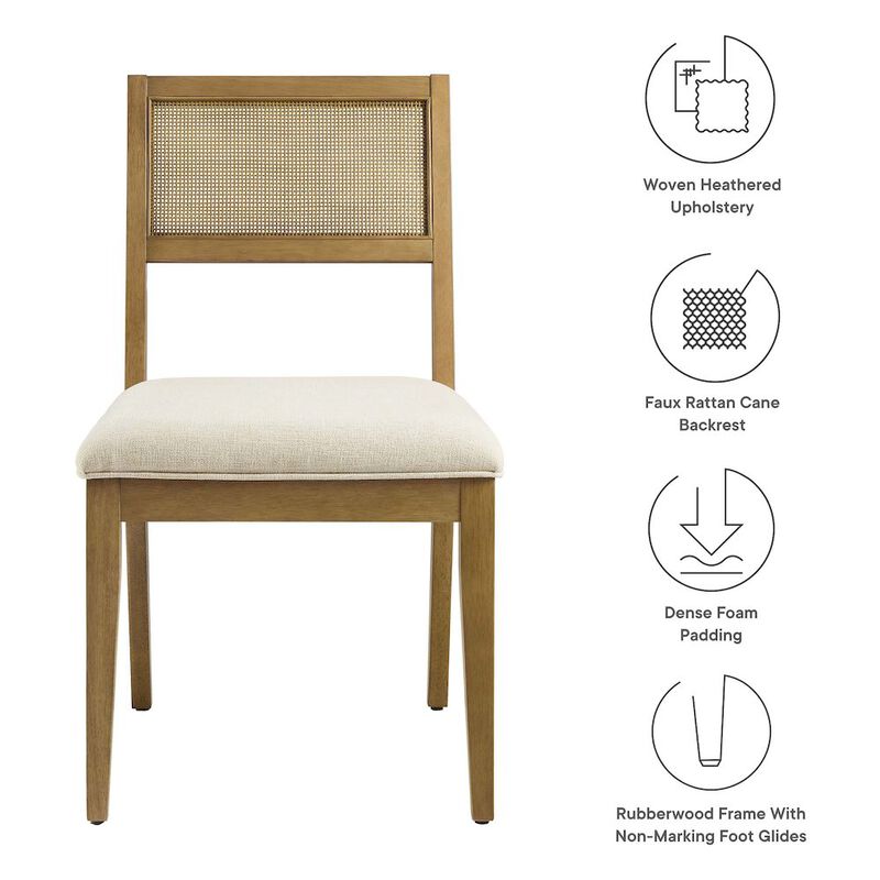 Nimba Faux Rattan Fabric Dining Chairs Set of 2 image number 1