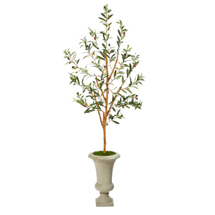 HomPlanti 57 Inches Olive Artificial Tree in Sand Colored Urn