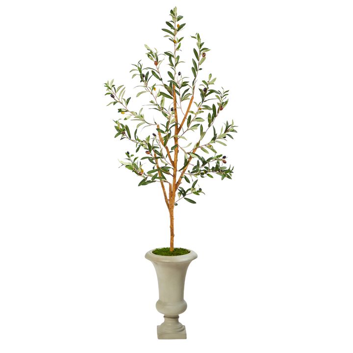 Hivvago 57 Inches Olive Artificial Tree in Sand Colored Urn