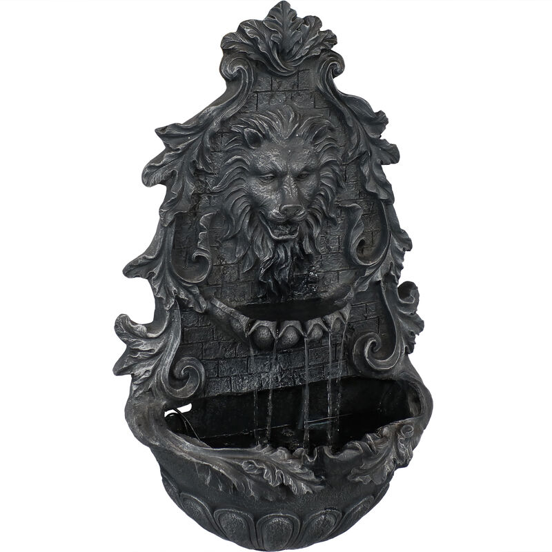 Sunnydaze Stoic Courage Lion Head Polyresin Outdoor Solar Wall Fountain