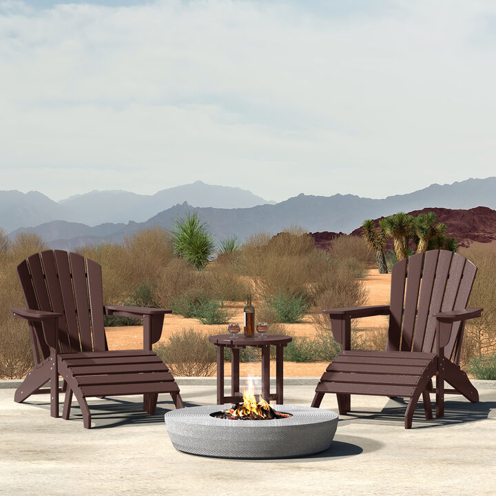 WestinTrends Outdoor Adirondack Chair With Ottoman And Side Table 5-Piece Set