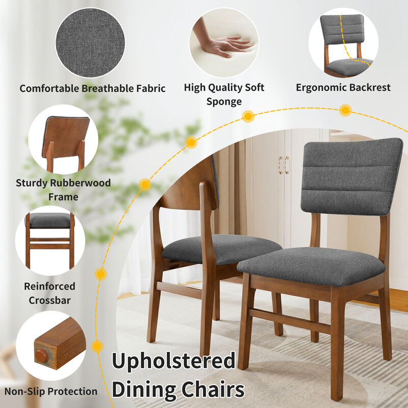 Whisen 4-Piece 16.9inch Upholstered Dining Chairs, Solid Rubber Wood Foam Mid-Century Modern for Kitchen Dining Room image number 4