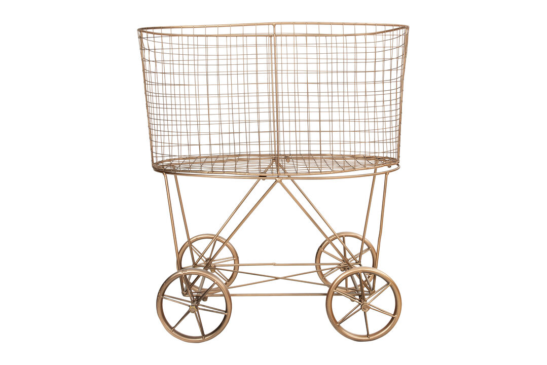 Metal Rolling Laundry Cart with Rack
