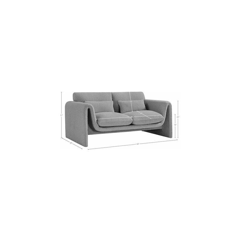 Meridian Furniture Stylus Grey Boucle Fabric Loveseat