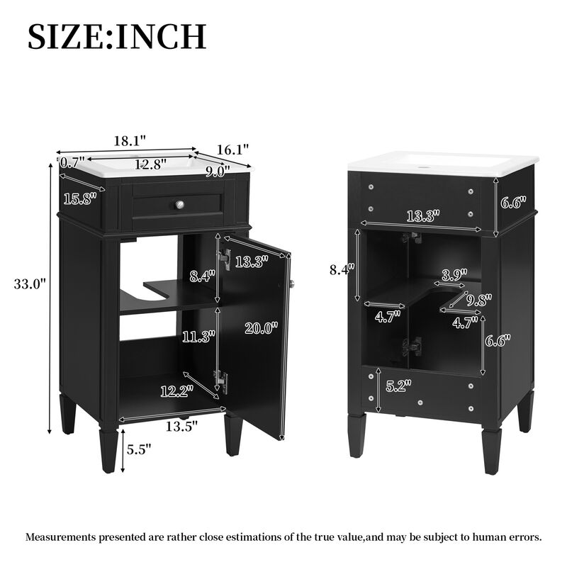 Freestanding Single Bathroom Vanity Set image number 2