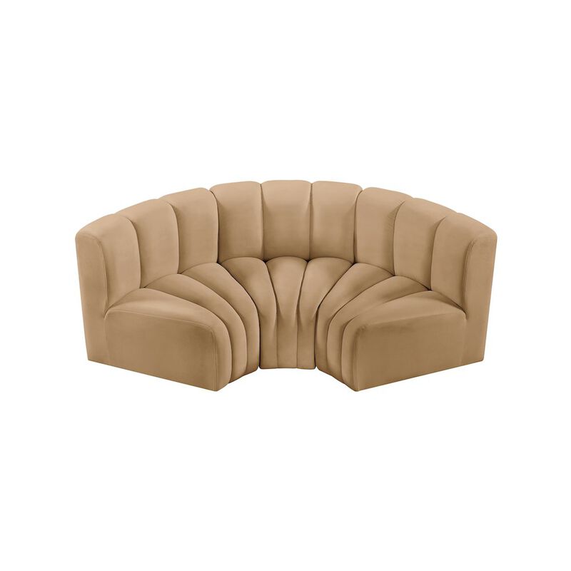 Meridian Furniture Arc Camel Velvet Modular Sofa