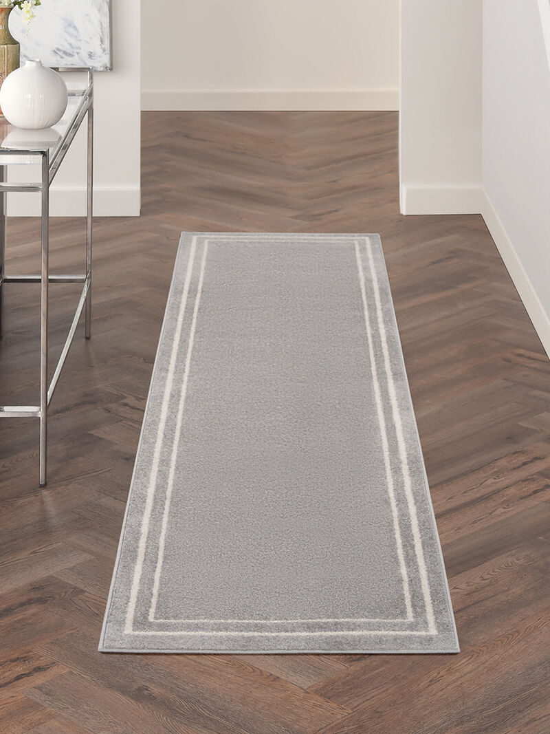 Nourison Essentials NRE02 Gray/Ivory 2' x 6' Rug image number 2