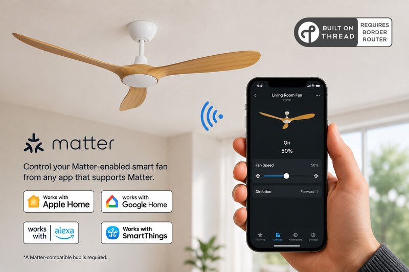 ENLIGHT 60" Smart DC Ceiling Fan, IP66 Outdoor/Coastal Rated, Matter Smart Home Integration, 3 Blades image number 2