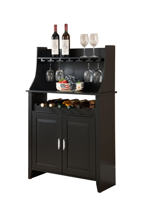 Kings Brand Furniture Wood Wine Rack Buffet & Storage Cabinet (Black)