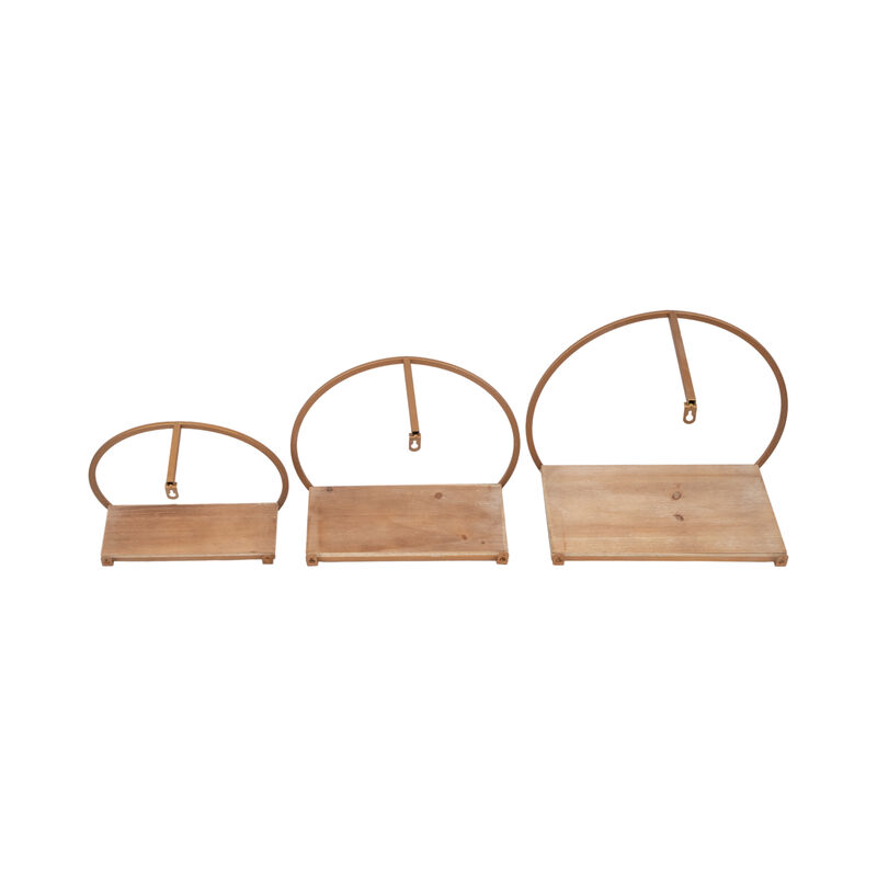 S/3 Metal & Wood Wall Shelves image number 5